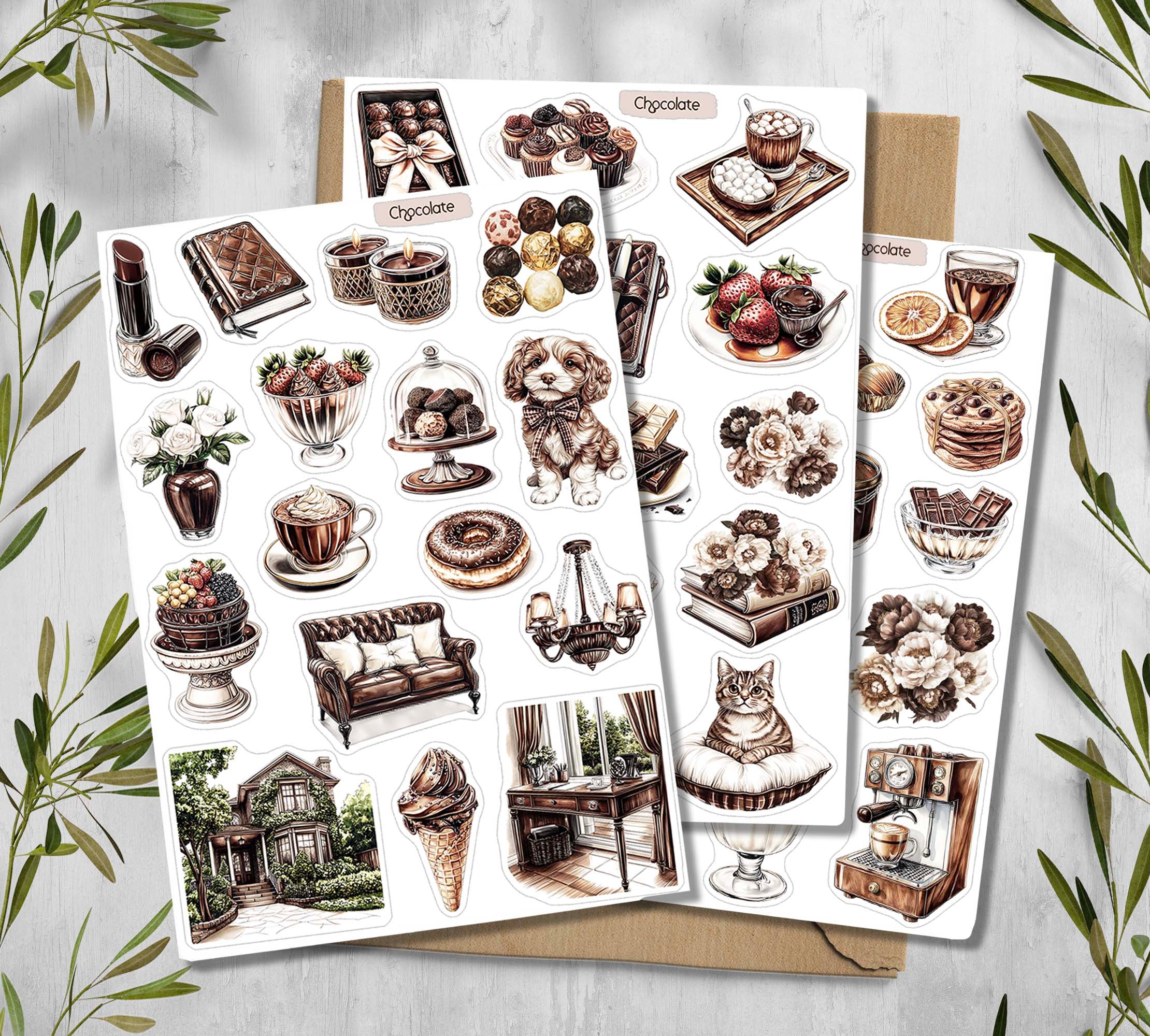 Chocolate Stickers. Sweets Planner Stickers