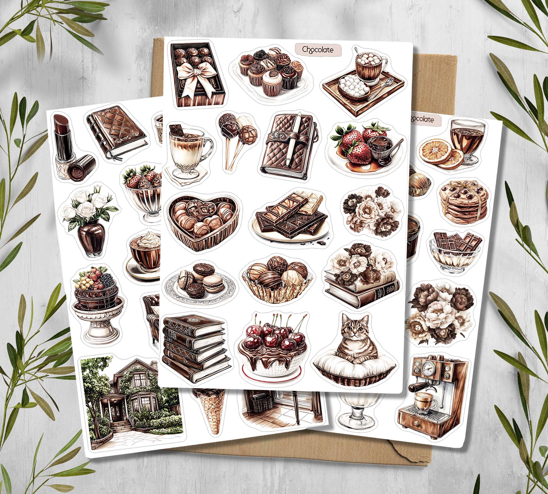 Chocolate Stickers. Sweets Planner Stickers