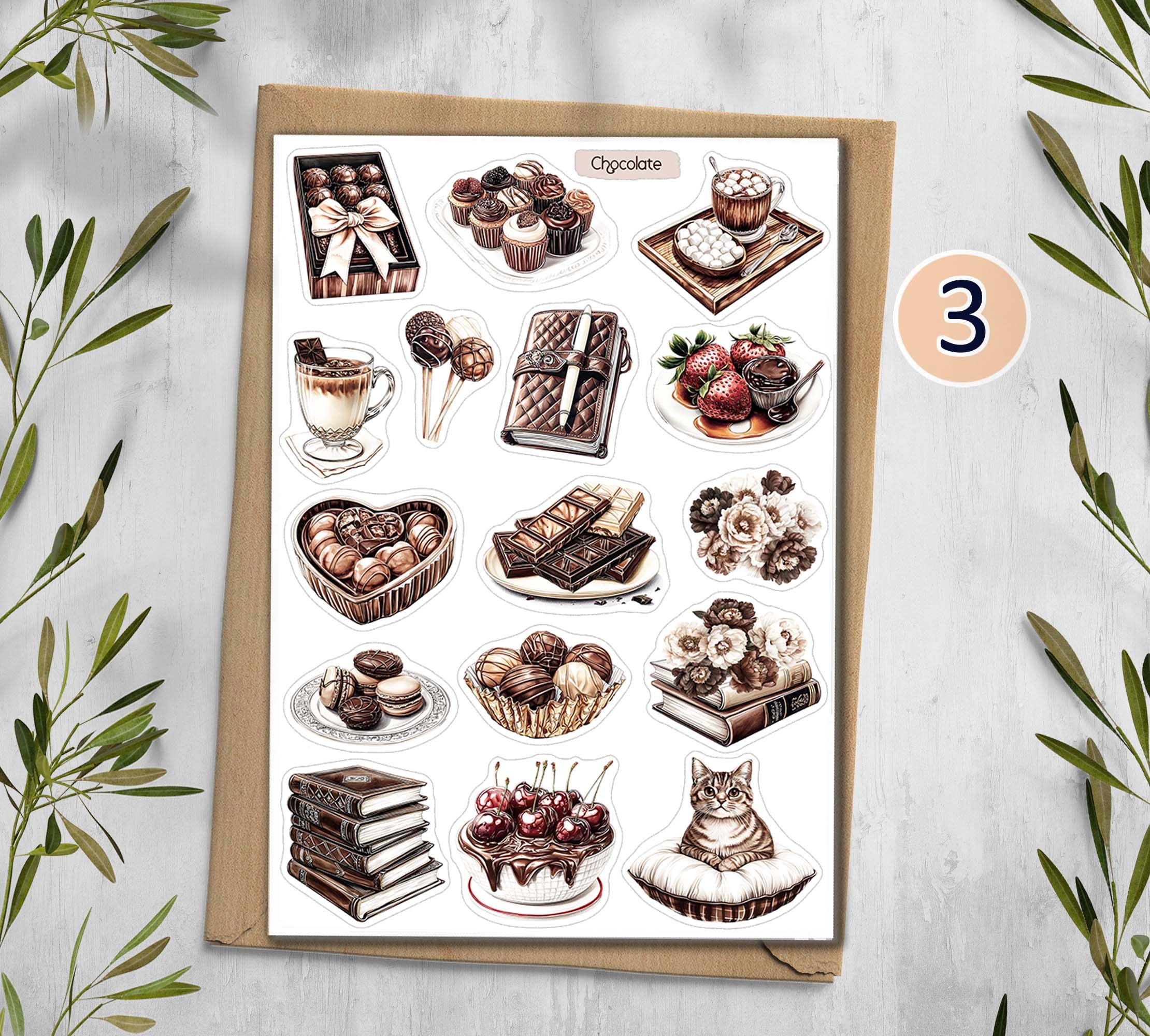 Chocolate Stickers. Sweets Planner Stickers