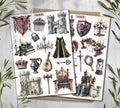 Medieval Witchcraft Stickers: Castlecore Scrapbook Decals. Knight stickers