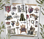 Medieval Witchcraft Stickers: Castlecore Scrapbook Decals. Knight stickers