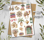 Moroccan Tile Stickers: Travel Scrapbook Planner Stickers
