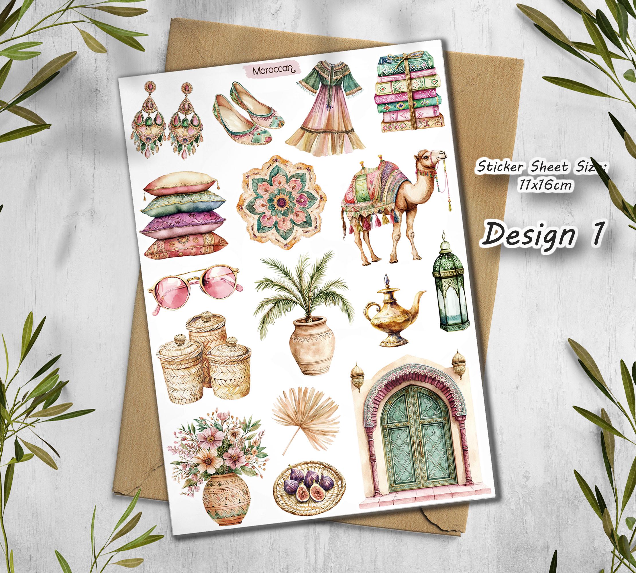 Moroccan Tile Stickers: Travel Scrapbook Planner Stickers