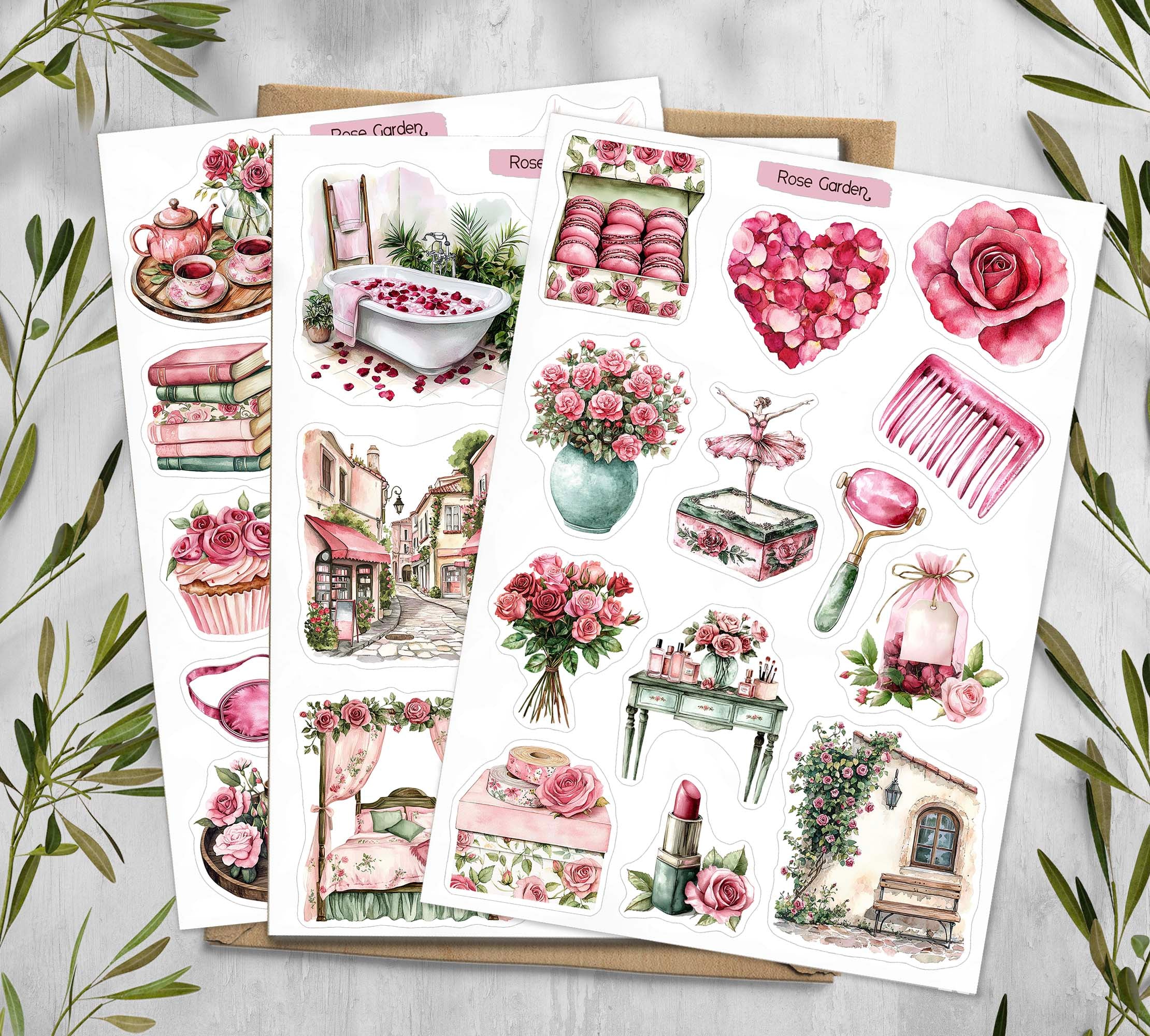 Red Rose Garden Stickers Planner Decal