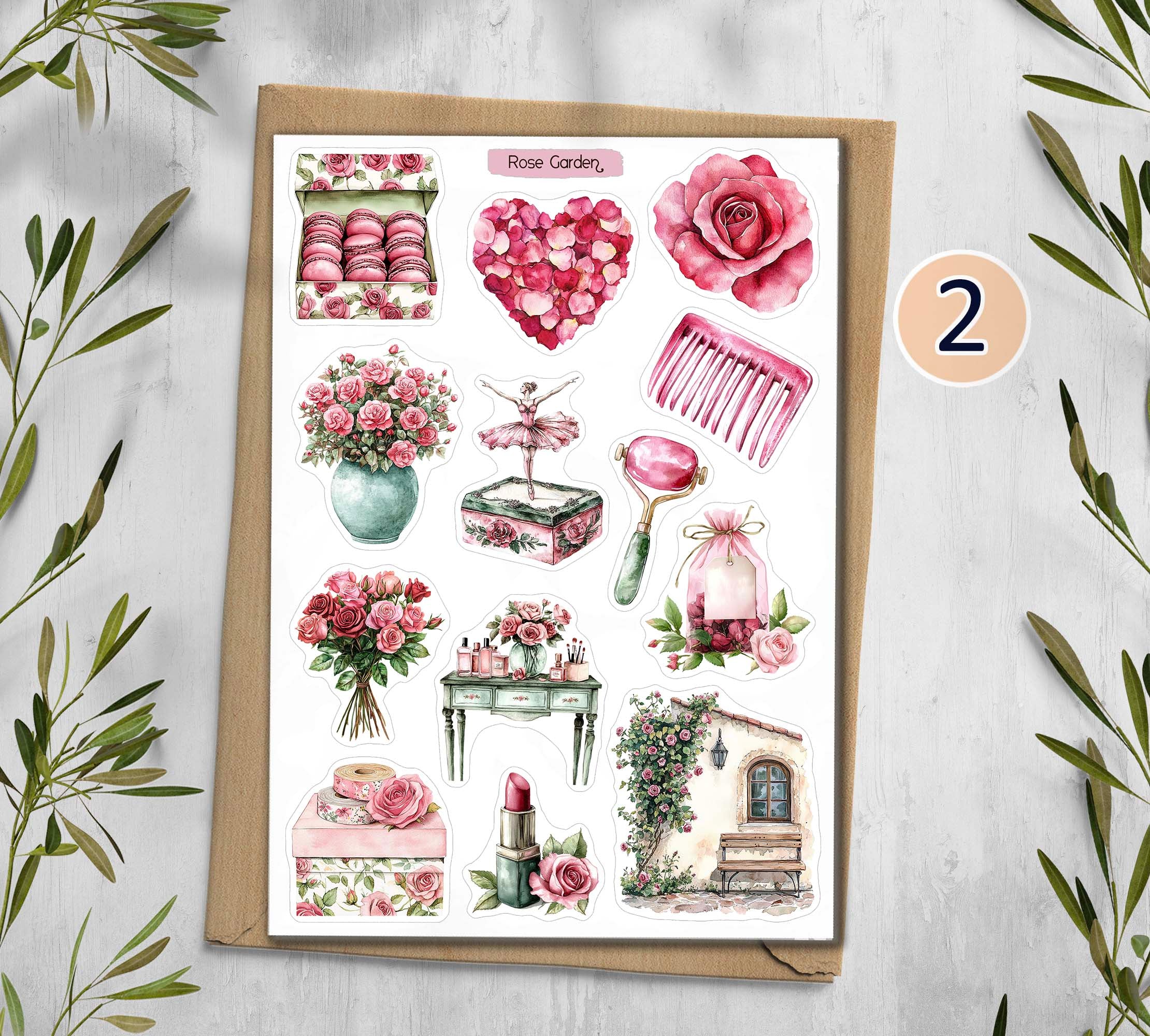 Red Rose Garden Stickers Planner Decal