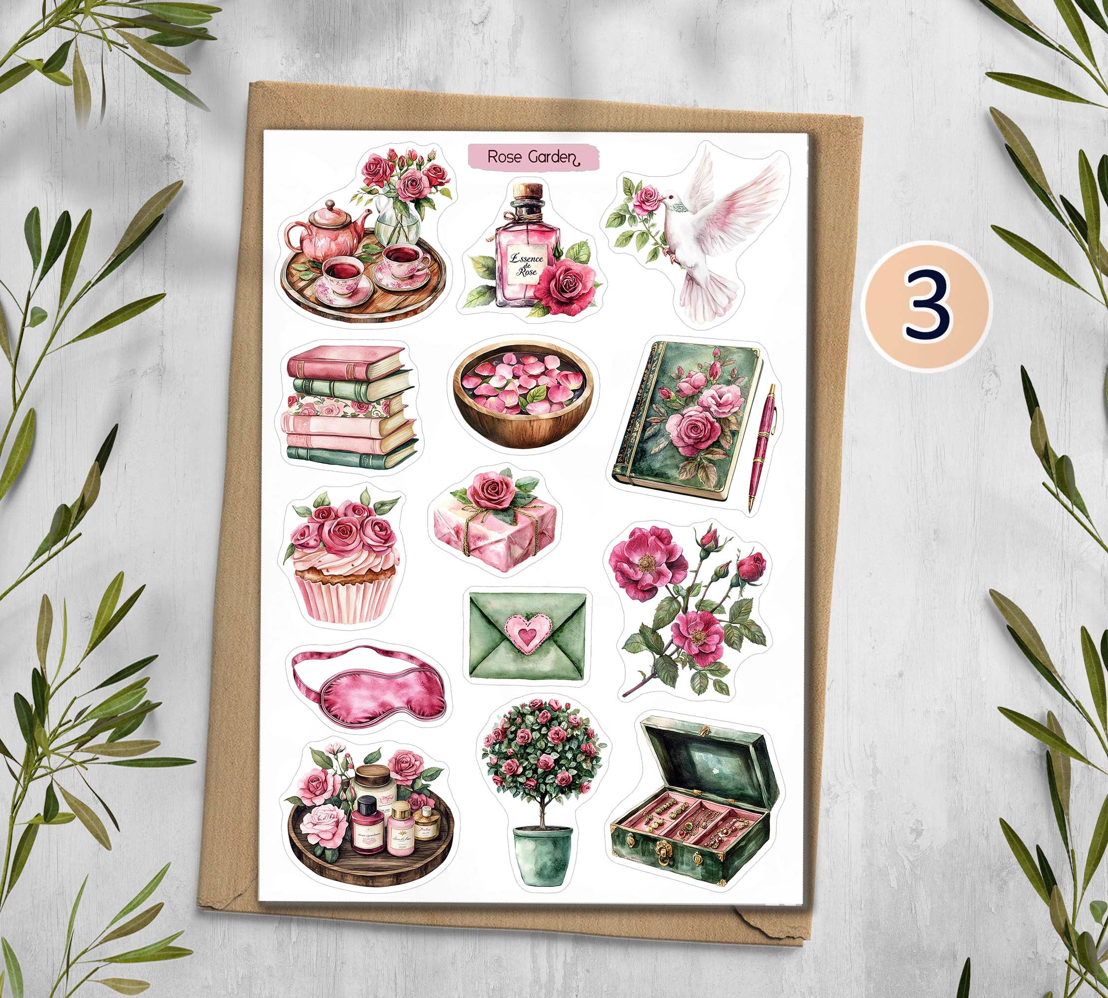 Red Rose Garden Stickers Planner Decal