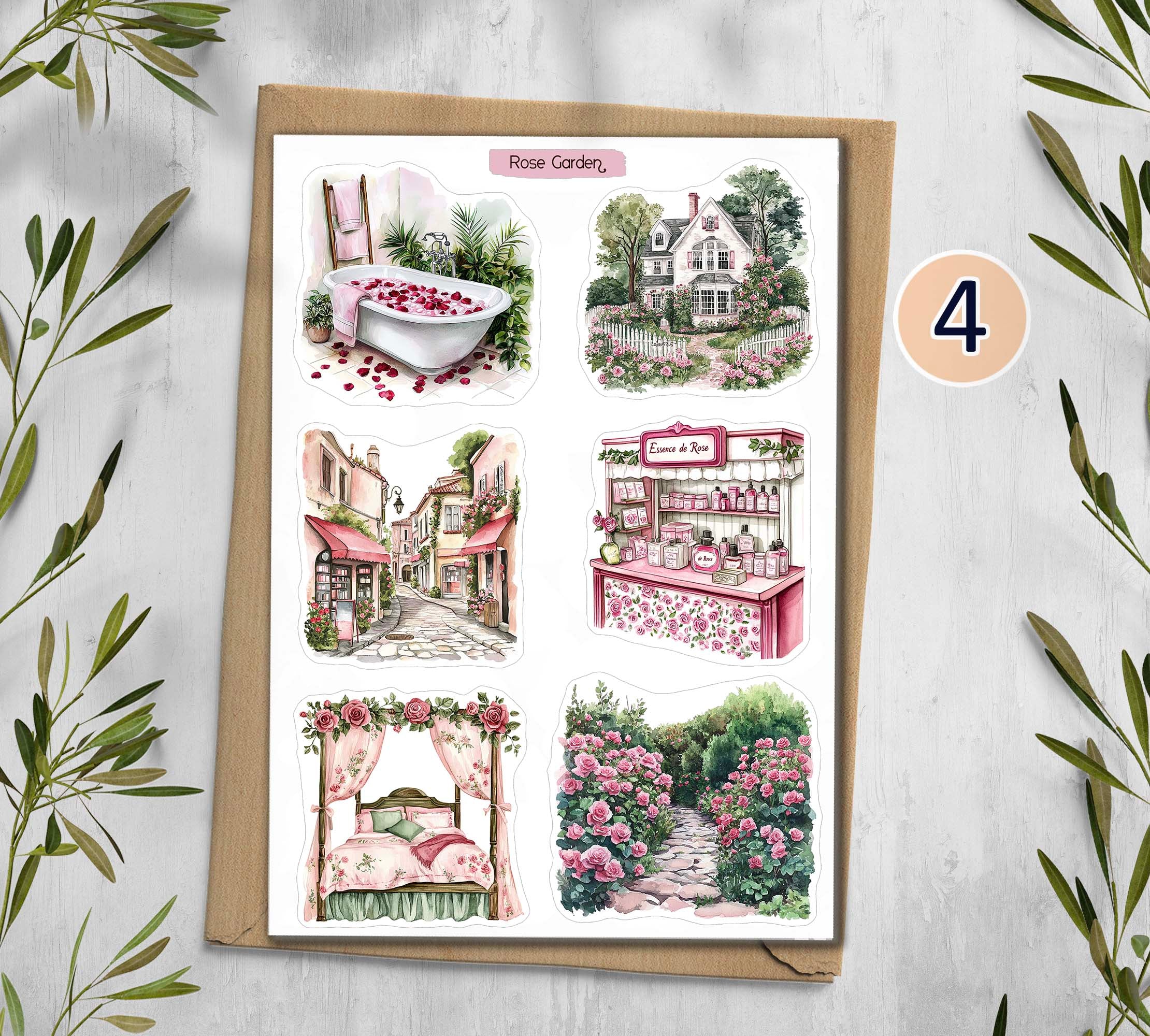 Red Rose Garden Stickers Planner Decal