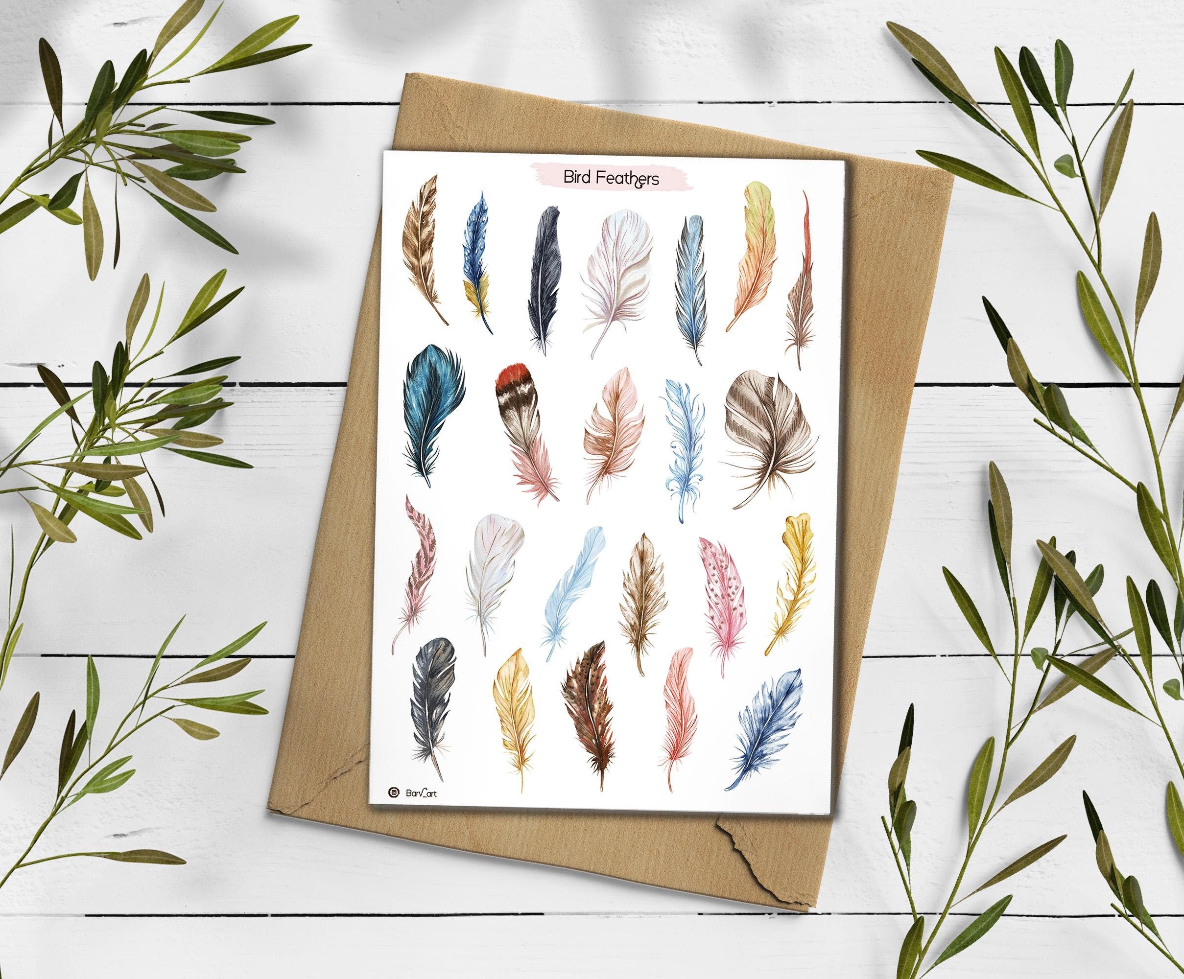 Bird Feather Stickers