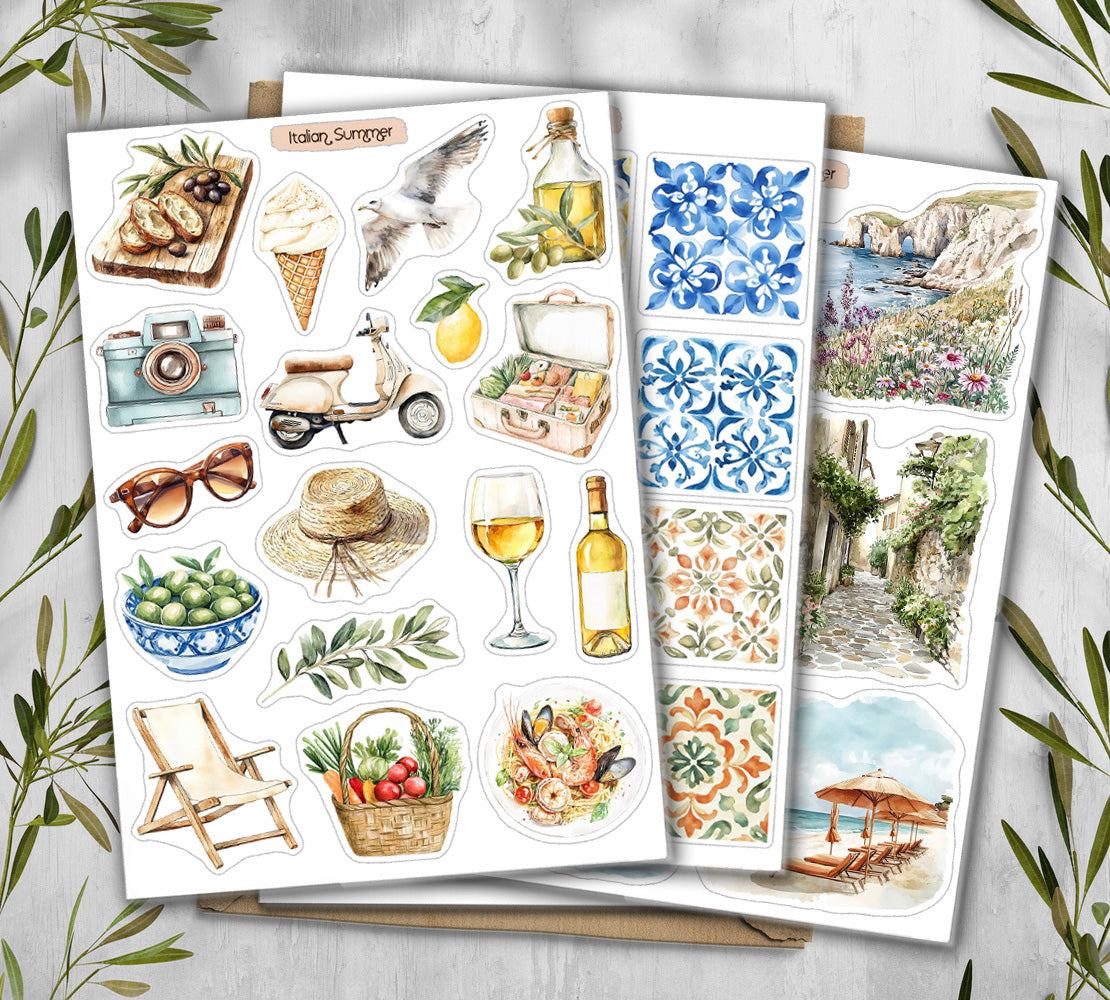 Italian Summer Travel Stickers