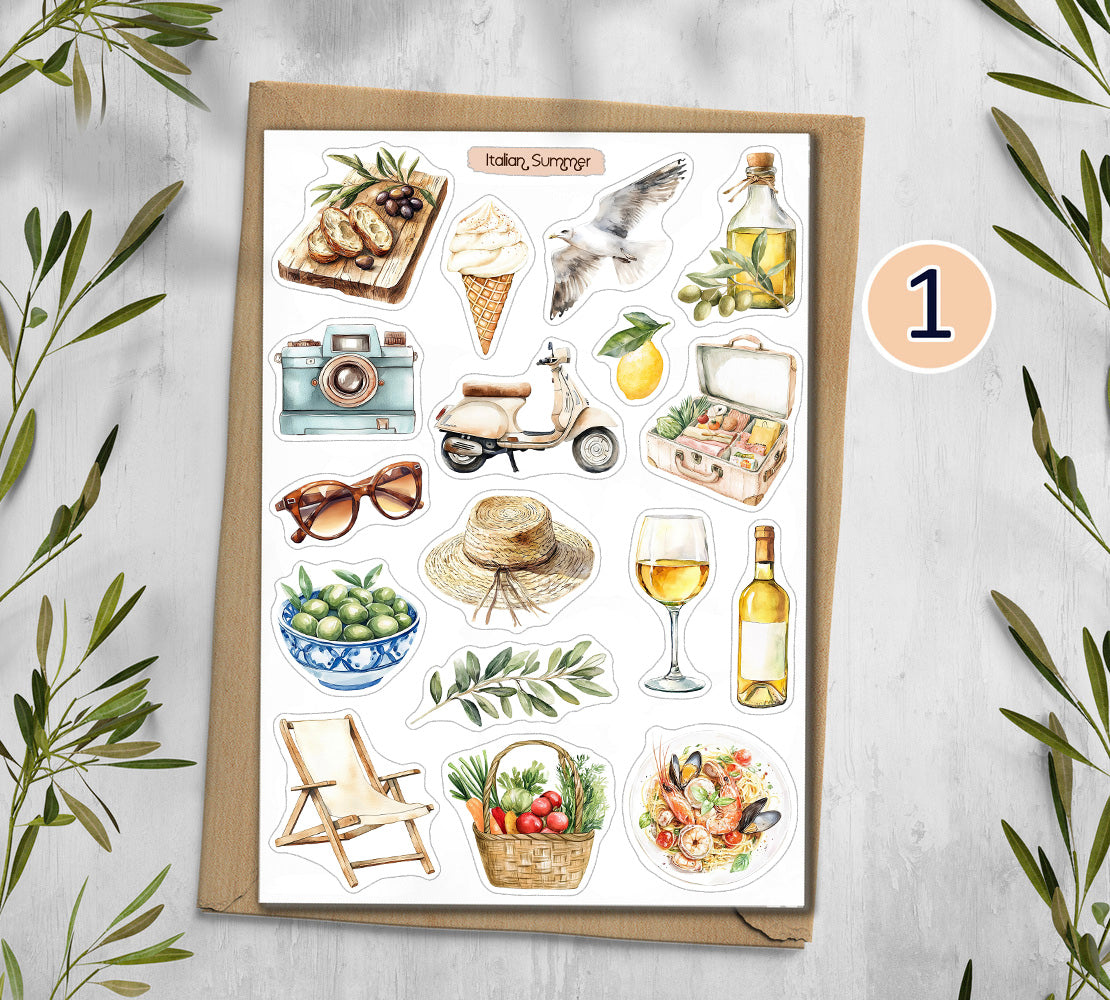 Italian Summer Travel Stickers