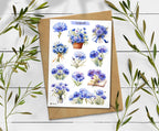 Cornflower Stickers: Blue Wildflower Scrapbooking Stickers