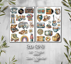 Retro Sticker Sheet. 70s Disco Style Stickers. Vintage Planner Scrapbooking Stickers