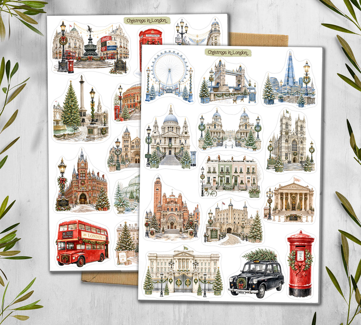 Christmas in London. England Travel Stickers. 00382