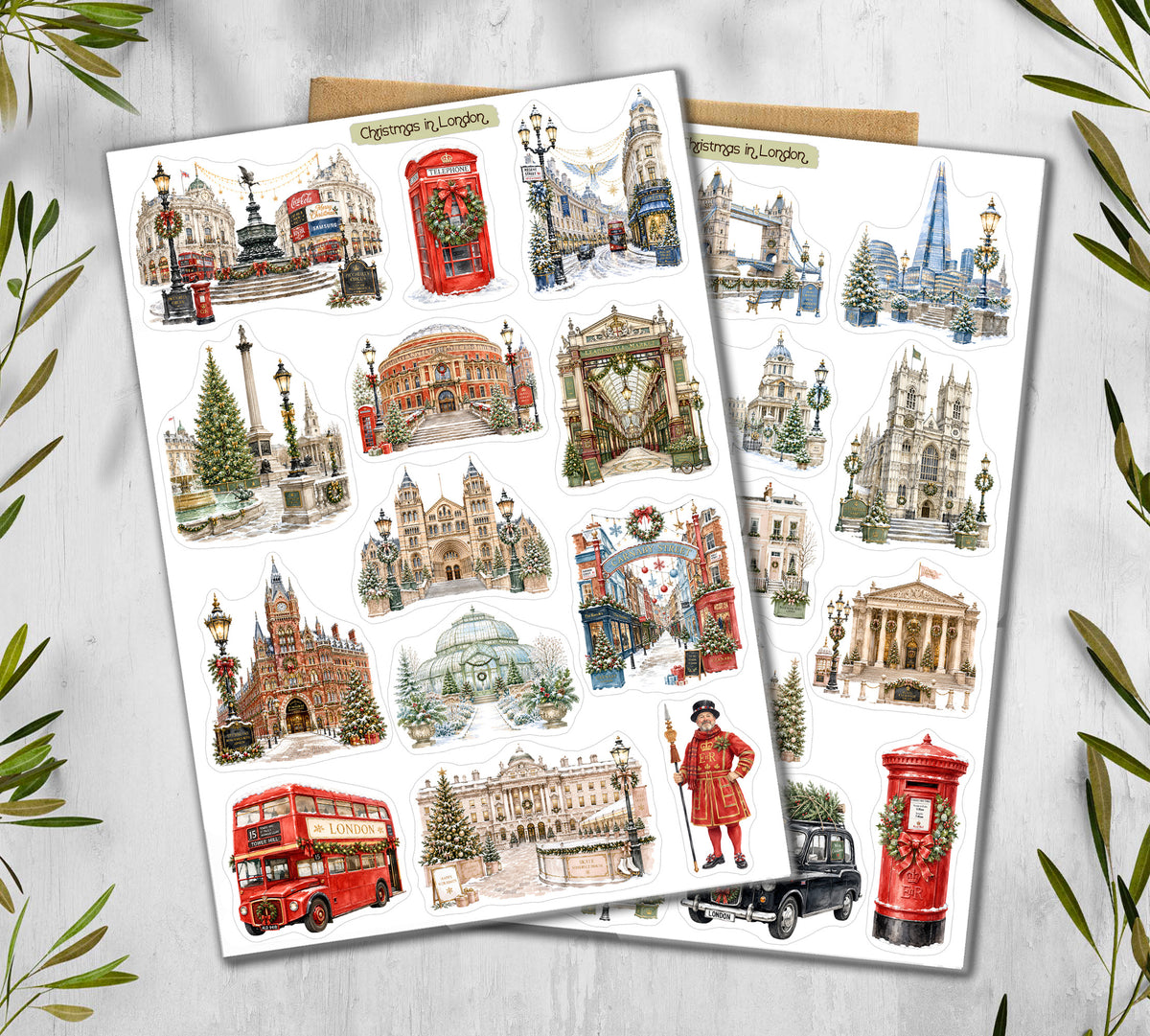 Christmas in London. England Travel Stickers. 00382