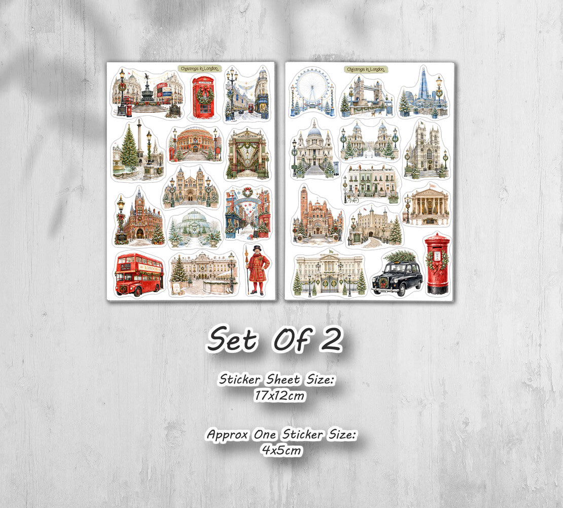 Christmas in London. England Travel Stickers. 00382