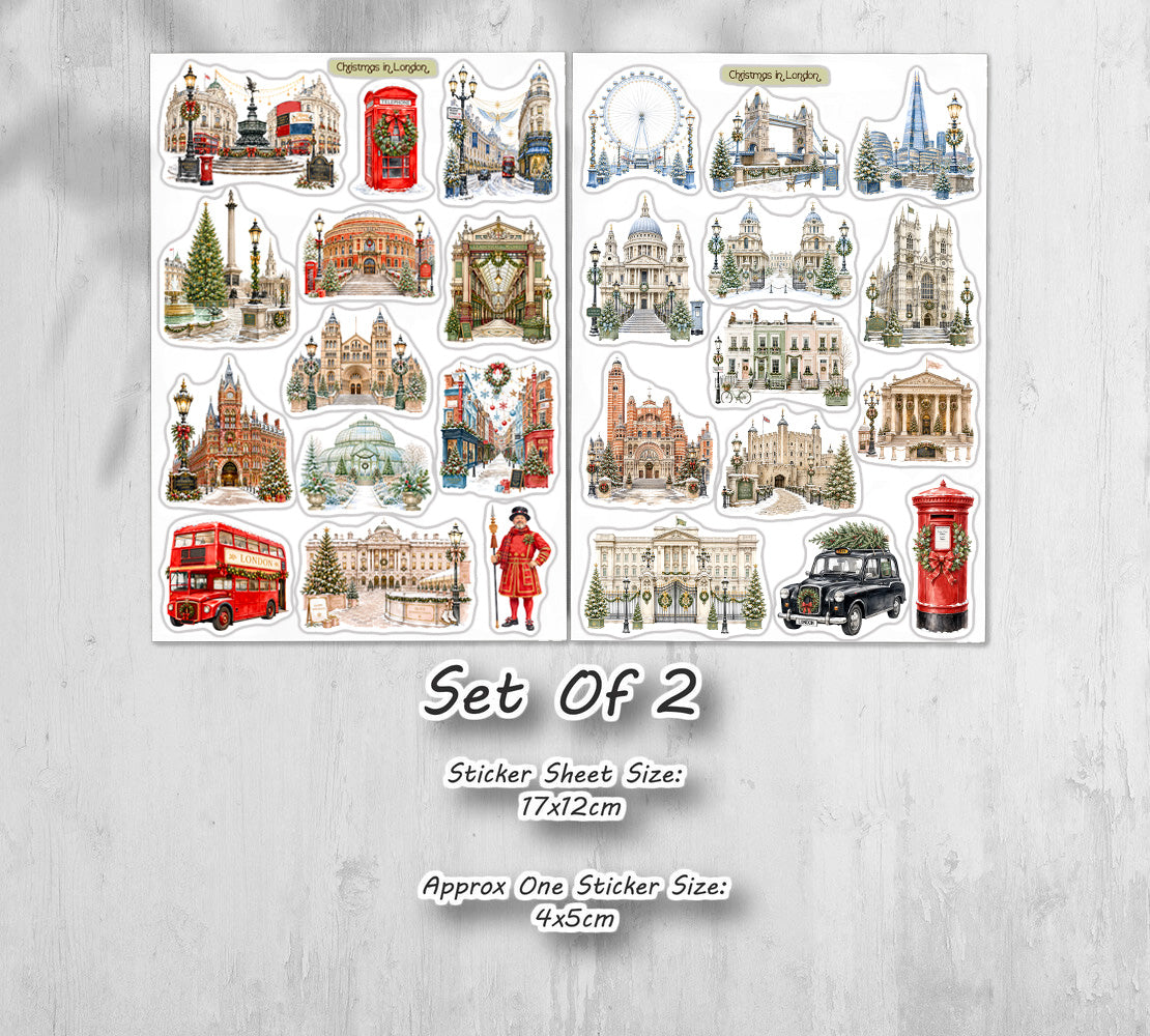 Christmas in London. England Travel Stickers. 00382