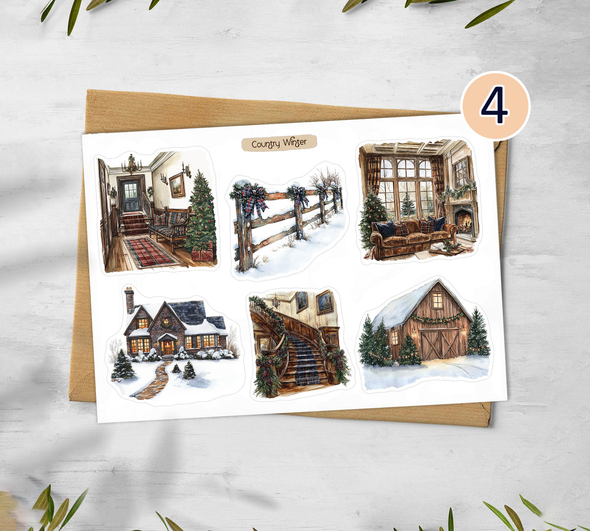 Country Winter Stickers (000387)