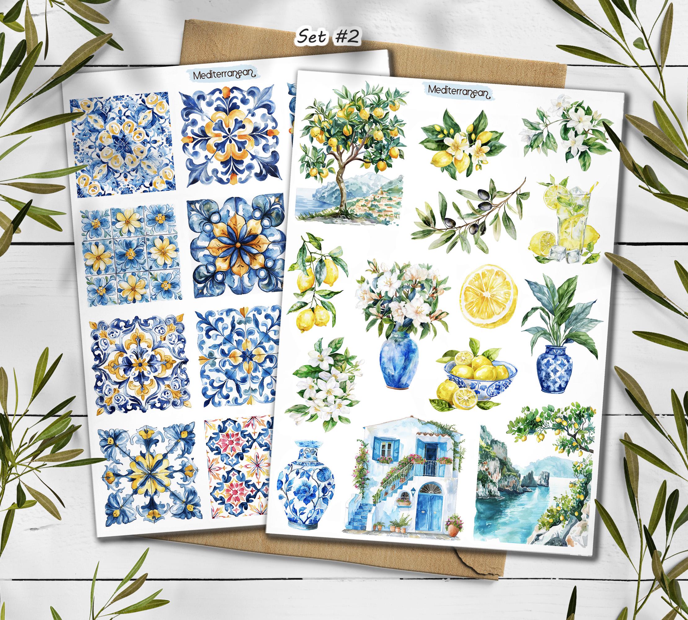 Mediterranean Stickers. Travel Stickers. Mediterranean Summer Holiday Stickers. Europe Stickers. Around the World. Lemon Scrapbooking
