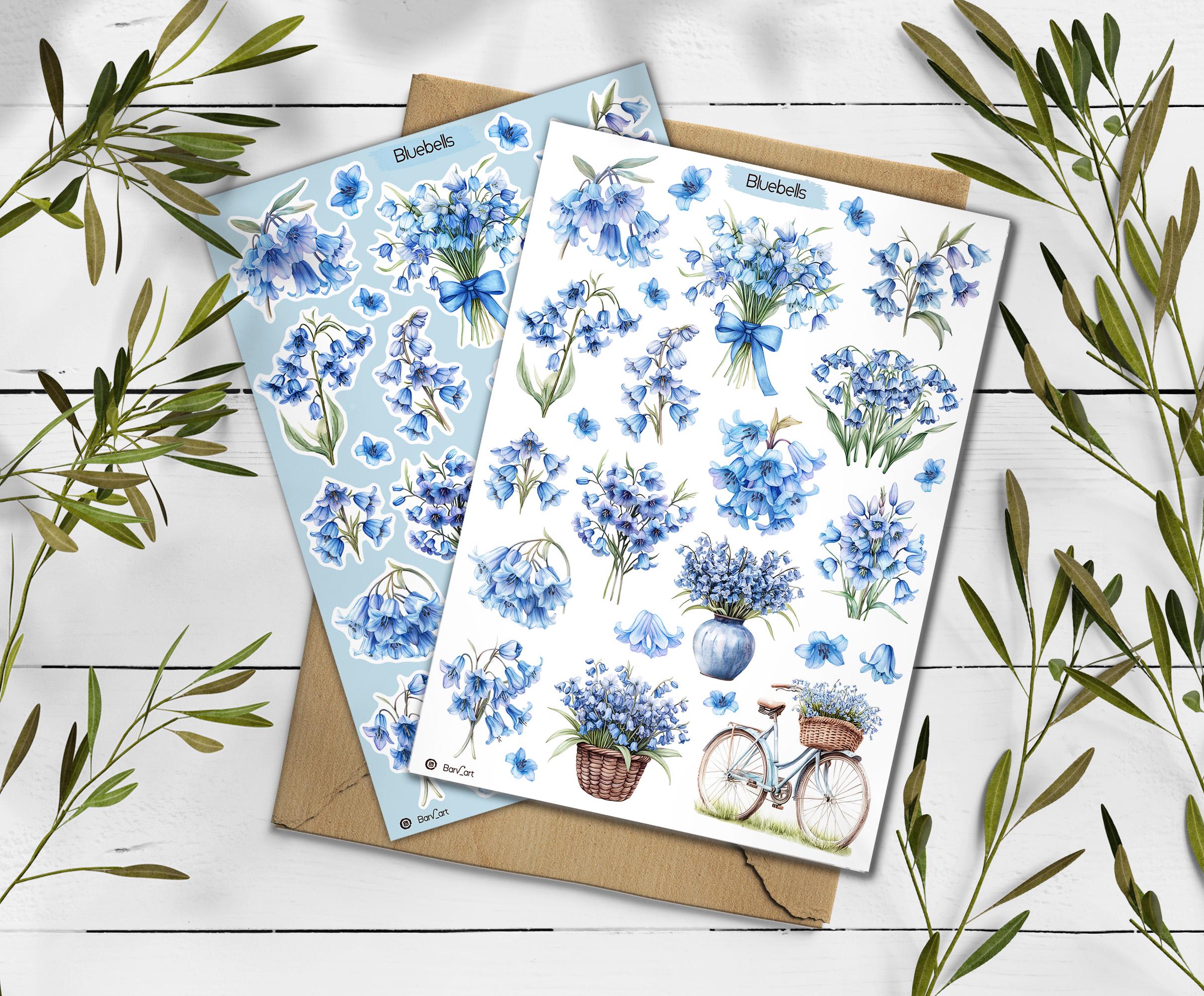 Bluebells Flower Stickers. Bluebells Sticker sheet. Spring Stickers. Bullet Journal. Floral Planner Sticker. Scrapbooking
