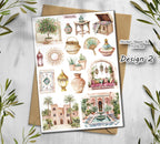Moroccan Tile Stickers: Travel Scrapbook Planner Stickers