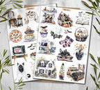 Halloween Stickers. Witch, Ghost, Pumpkin Scrapbooking Stickers. Fall Halloween planner stickers.