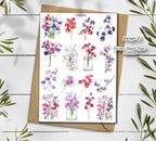 Sweetpeas Flower Stickers: Botanical Scrapbooking Stickers