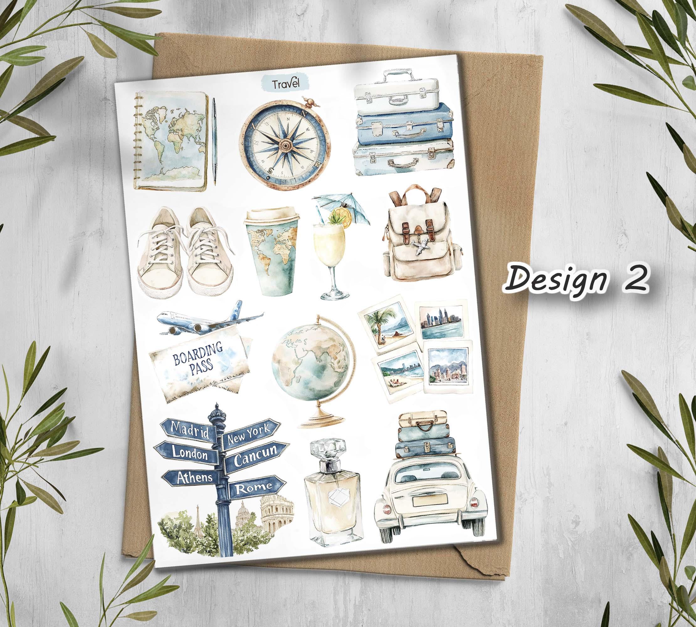 Summer Travel Stickers. Europe Holiday Stickers. Summer Planner Stickers. Scrapbooking