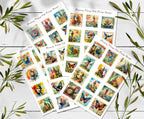 Vintage Style Stamp Stickers: Scrapbook Planner Stickers. Fake stamps stickers