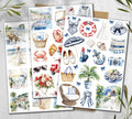 French Riviera Stickers. Summer Travel Scrapbook Stickers. Sea cost stickers
