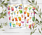 Tropical Cocktail Stickers: Summer Planner, Scrapbooking