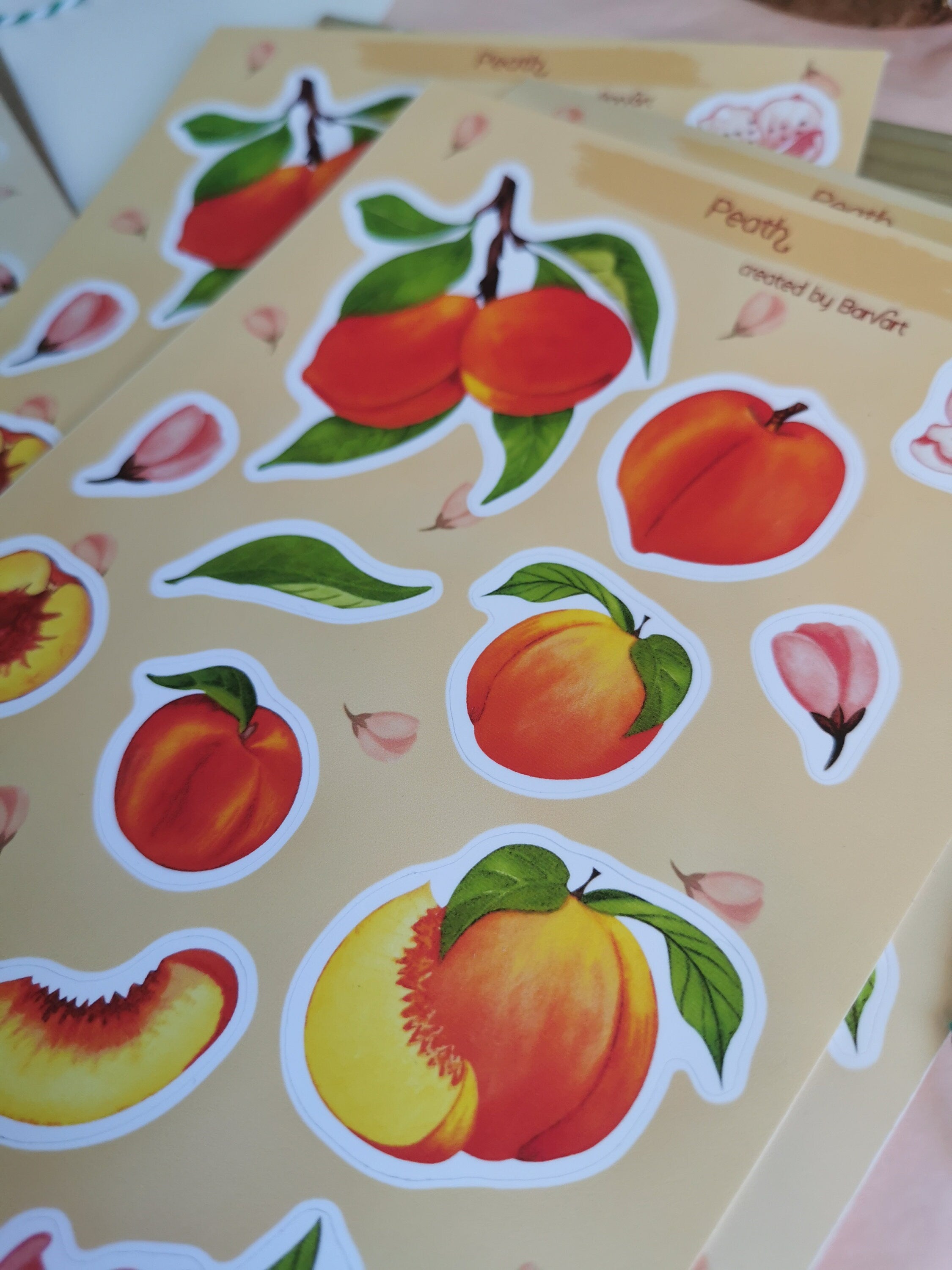 Peach Stickers. Peach Sticker Pack. Peach tree Stickers. Bullet Journal. Peach Sticker Sheet. Fruit Stickers. Summer Stickers