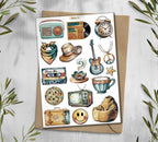 Retro Sticker Sheet. 70s Disco Style Stickers. Vintage Planner Scrapbooking Stickers