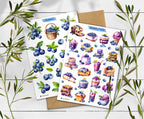 Blueberry Stickers. Summer Berry Planner Stickers. Blueberry treats stickers. Journaling, Scrapbooking Stickers