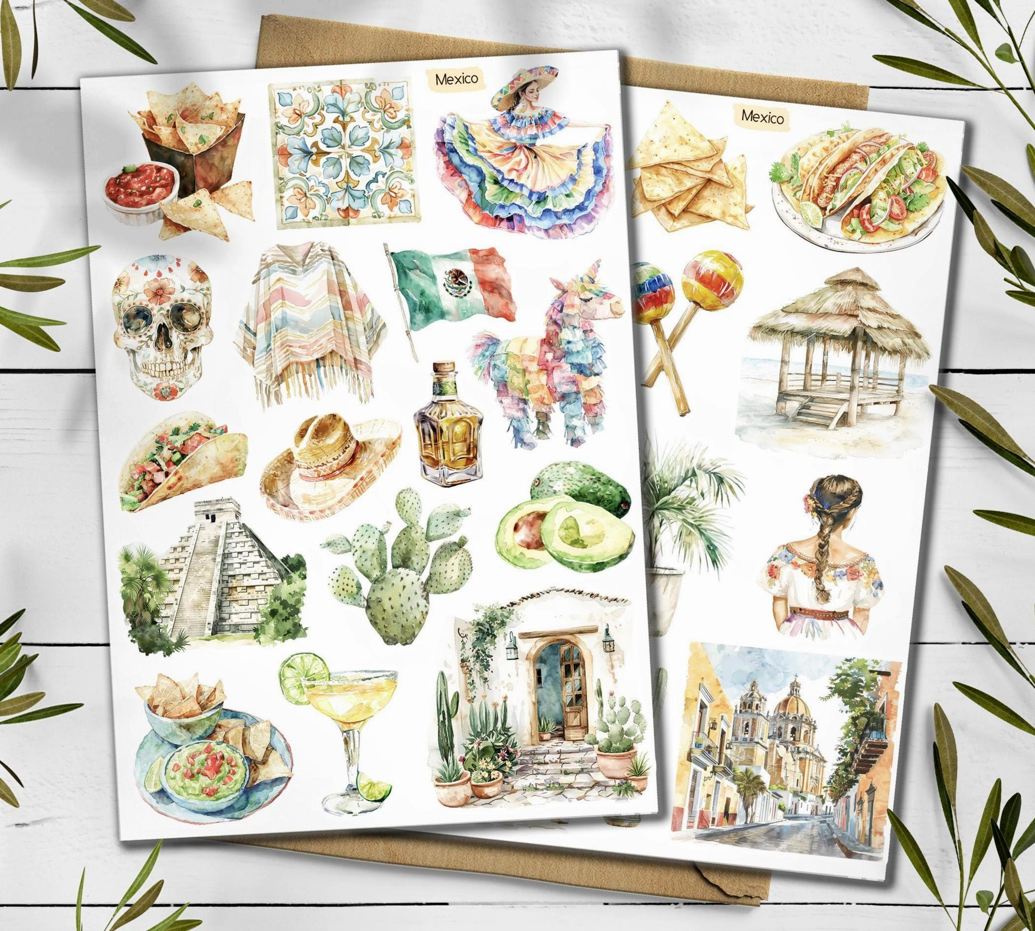 Mexico Travel Sticker Sheet: Scrapbook Planner Stickers