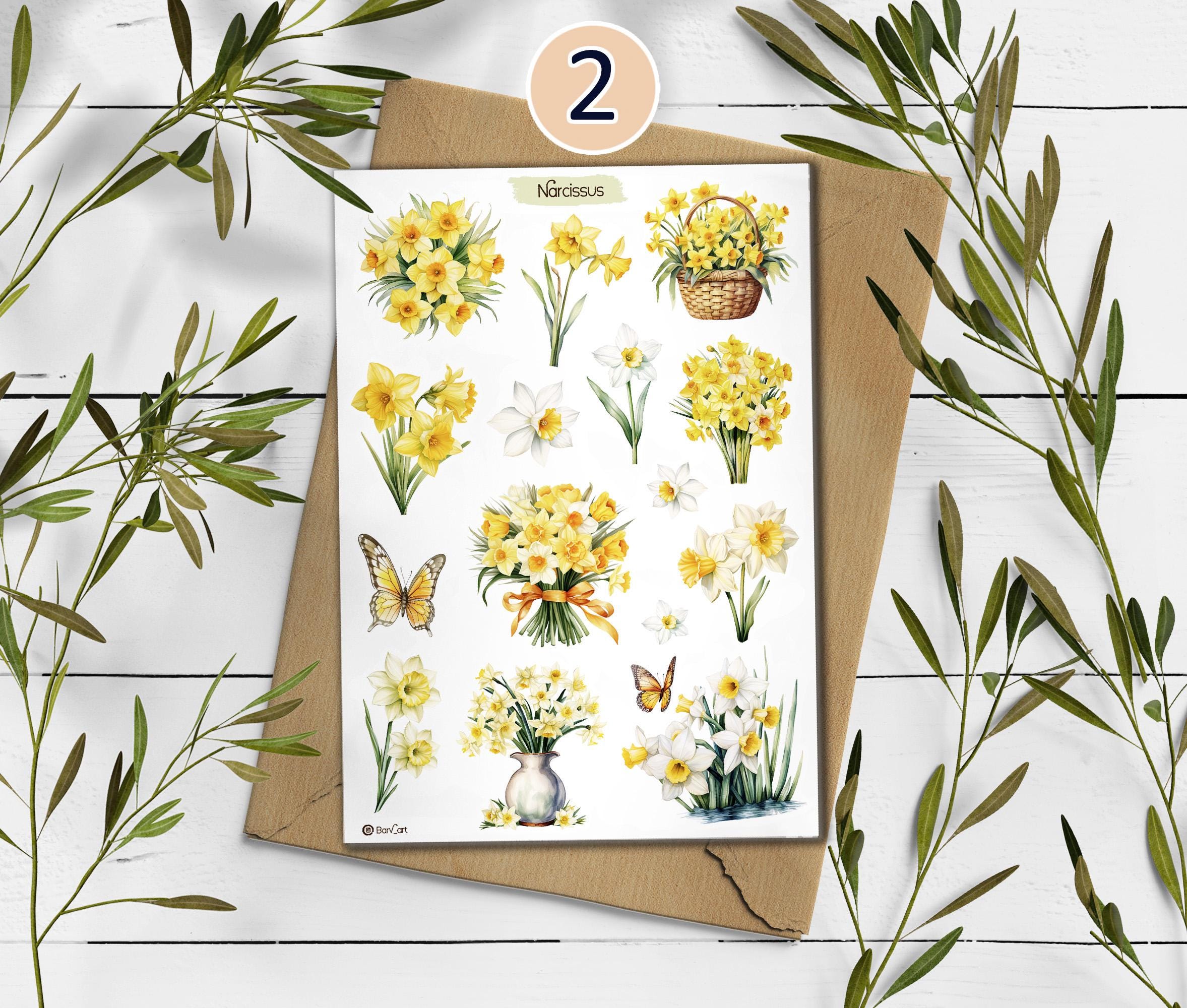 Daffodils Stickers: Yellow Flower Planner Stickers
