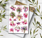 Fuchsia Flower Stickers: Spring Wildflower Planner Stickers