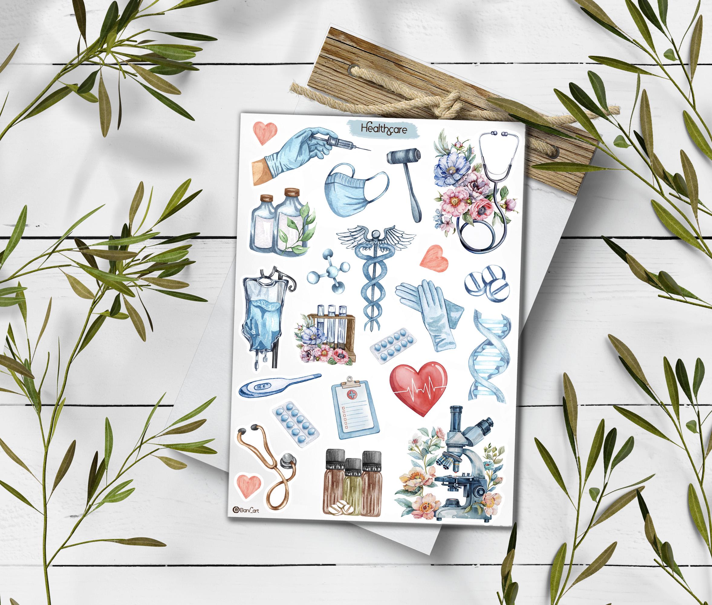 Healthcare Sticker Sheet: Nurse, Medical, Planner, Scrapbook