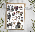 Medieval Witchcraft Stickers: Castlecore Scrapbook Decals. Knight stickers