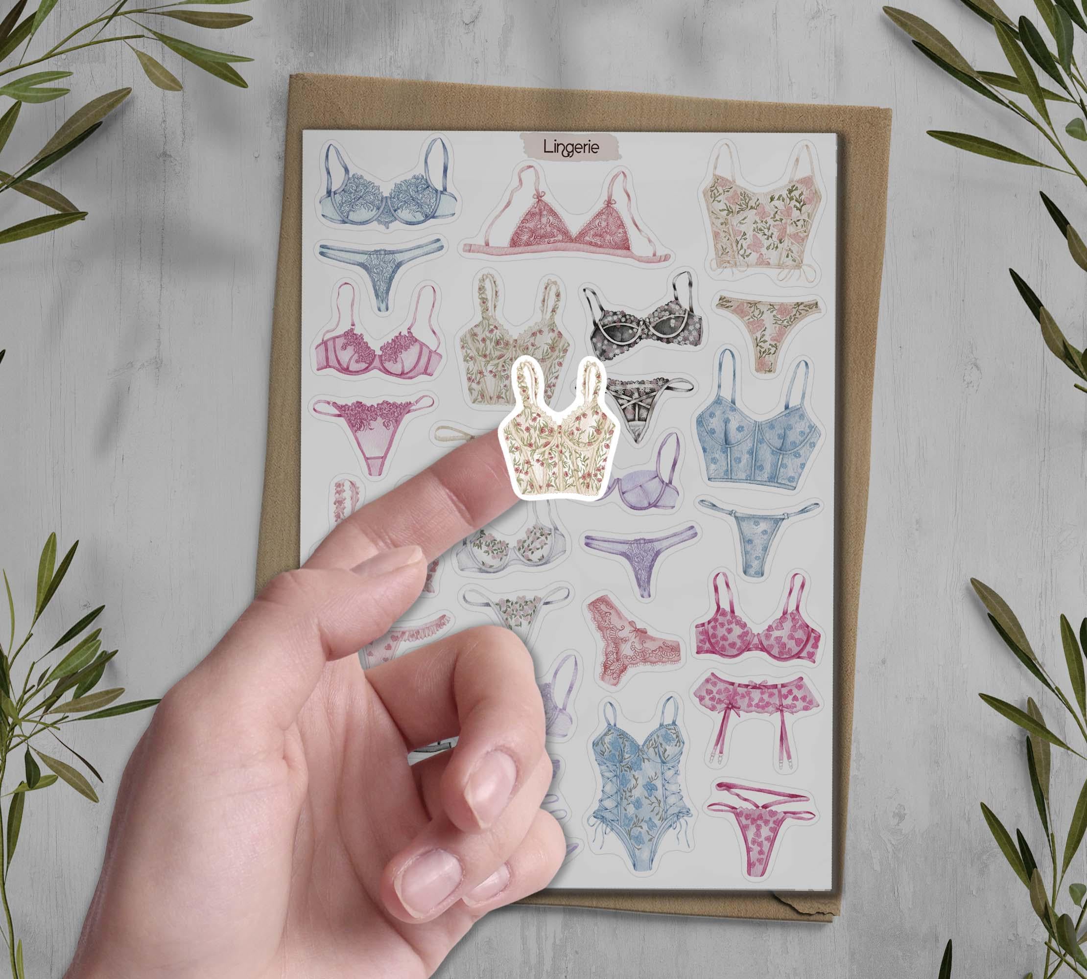 Lingerie Stickers. Lace Stickers. Fashion Stickers. Underwear Stickers. Bra Stickers. Planner, Junkjournal, Scrapbook