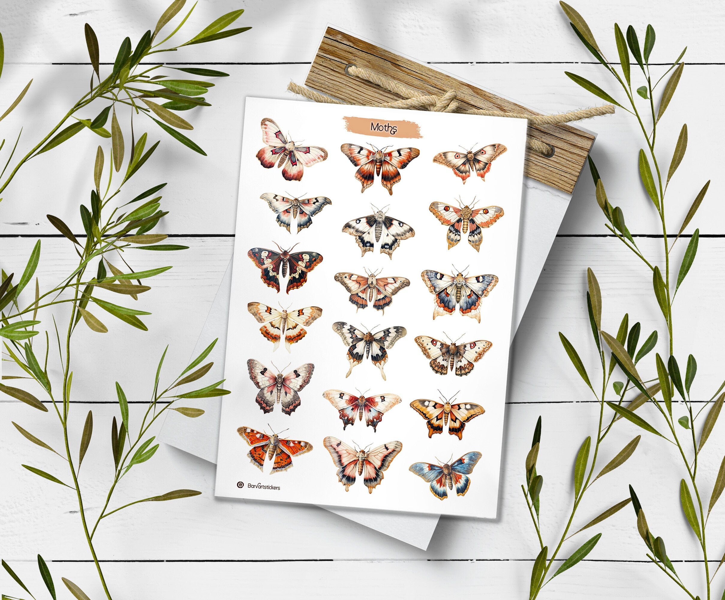 Luna Moth Sticker Sheet: Rainbow Insect Decals for Journaling
