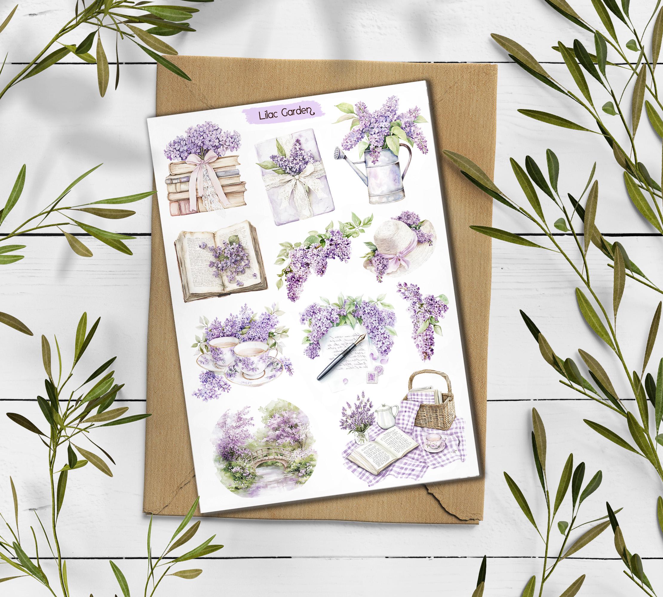 Lilac Garden Stickers: Floral Planner Stickers