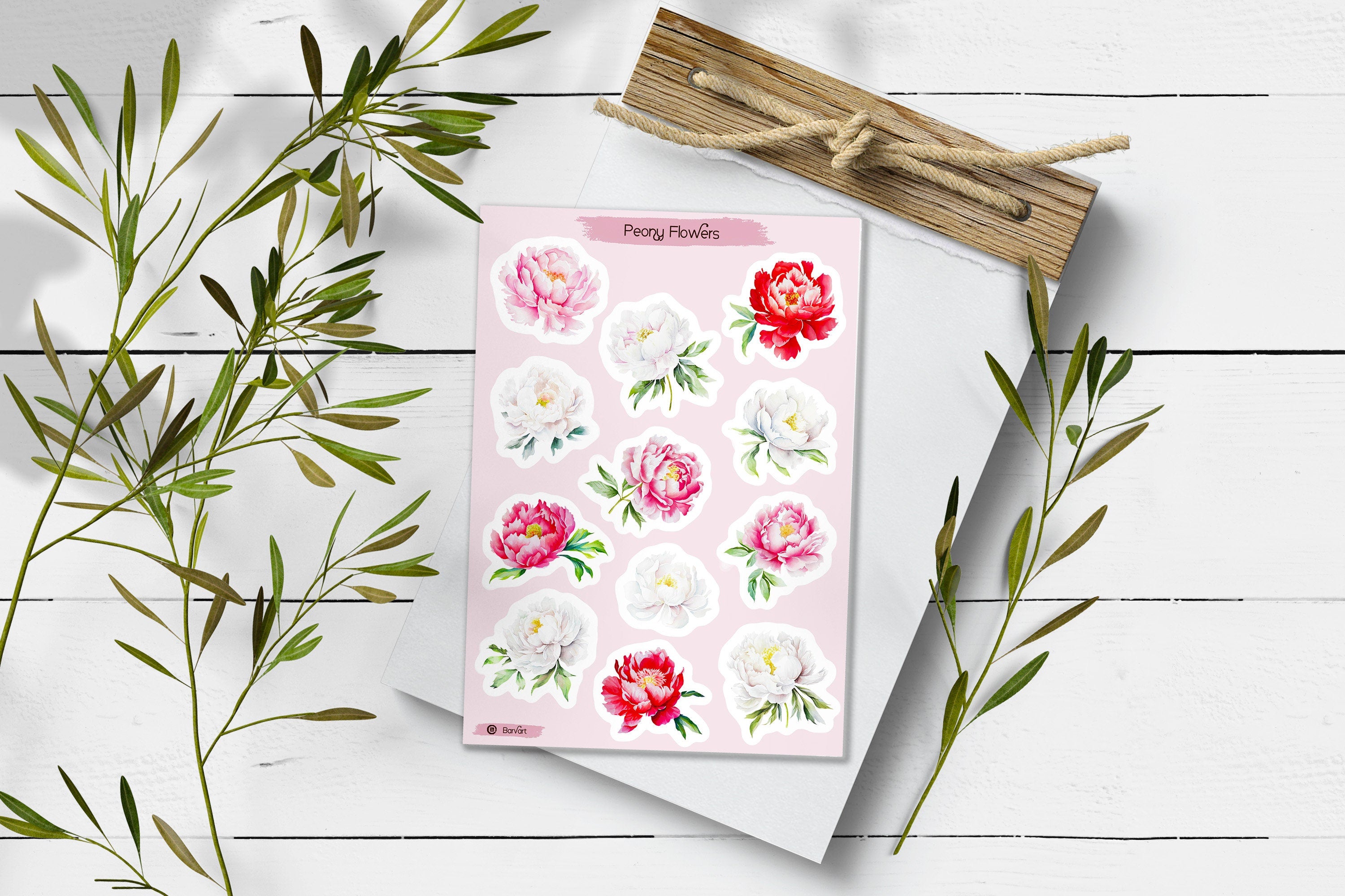 Peony Stickers. Peony Flower Stickers. Summer Blossom Stickers. Bullet Journal, Pink Peony Blossom Stickers. Pink Planner Sticker, Bouquet
