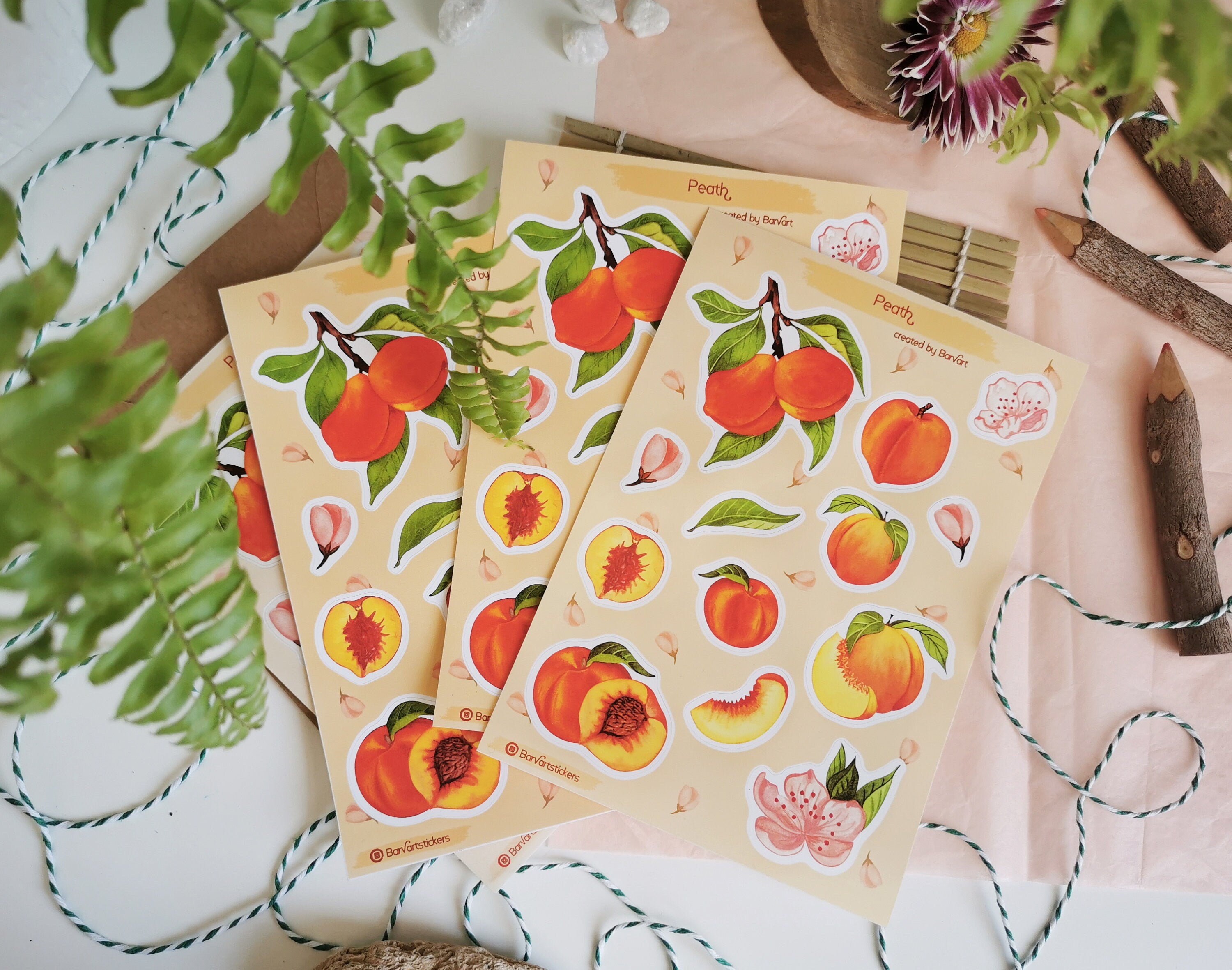 Peach Stickers. Peach Sticker Pack. Peach tree Stickers. Bullet Journal. Peach Sticker Sheet. Fruit Stickers. Summer Stickers