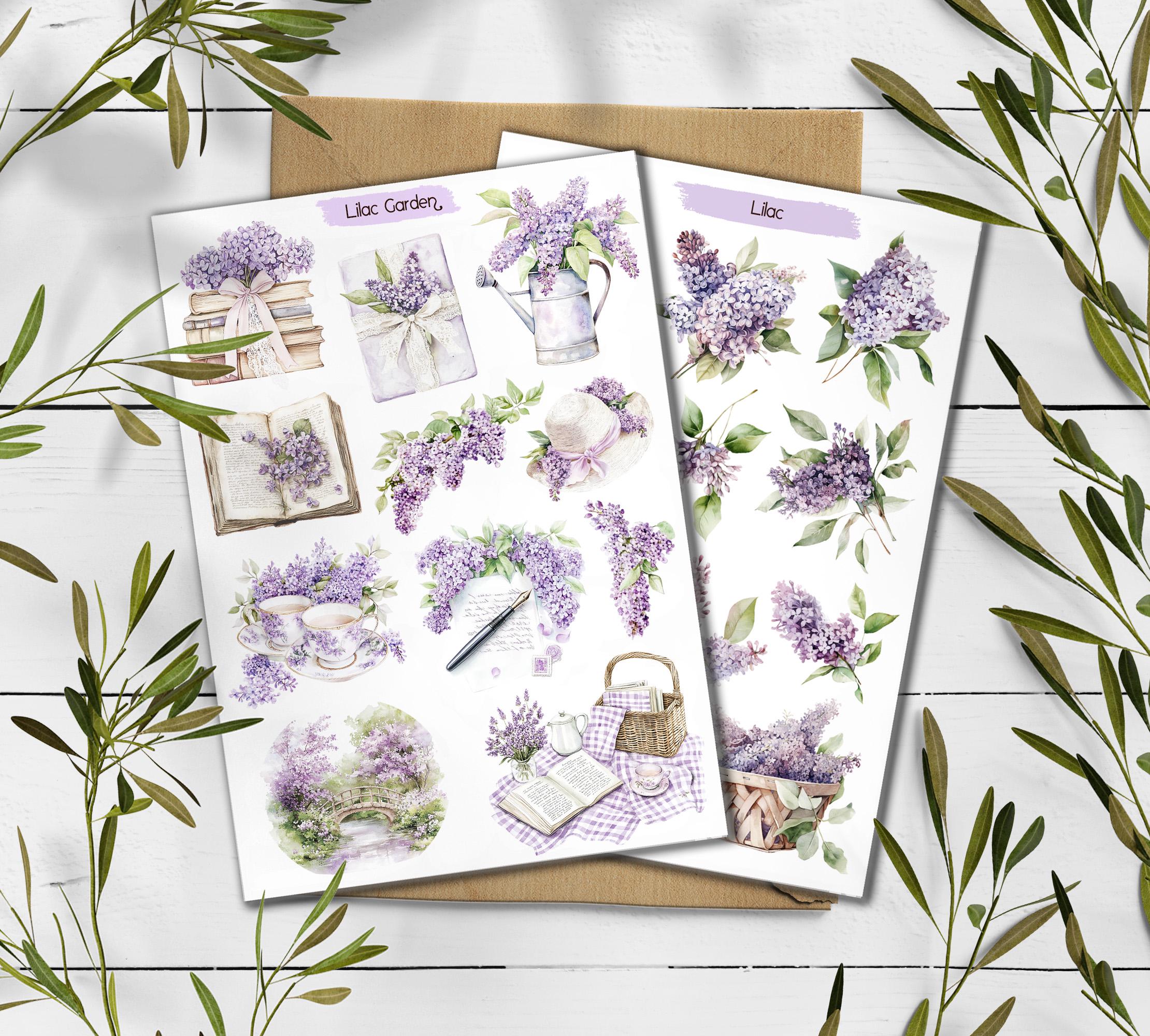 Lilac Garden Stickers: Floral Planner Stickers