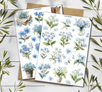 Forget Me Not Flower Stickers. Blue Wildflower Spring Sticker Sheet