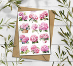 Hydrangea stickers. White Hydrangea Stickers. Blue Hydrangea Flower Stickers. Summer Blossom Stickers. Bullet Journal. Garden Scrapbooking