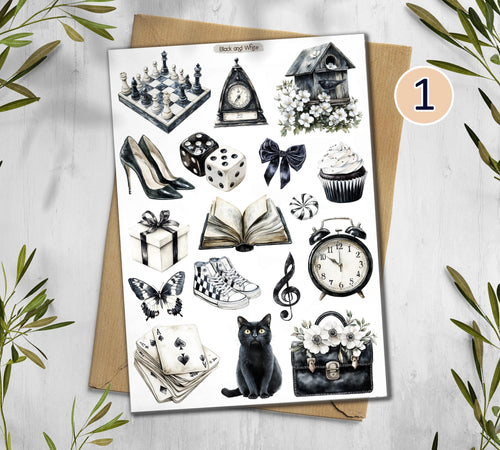 Black and White Stickers. Fashion Stickers. Witchy Aesthetics Stickers. Floral Umbrella Stickers. Junkjournal Stickers. Scrapbook Stickers