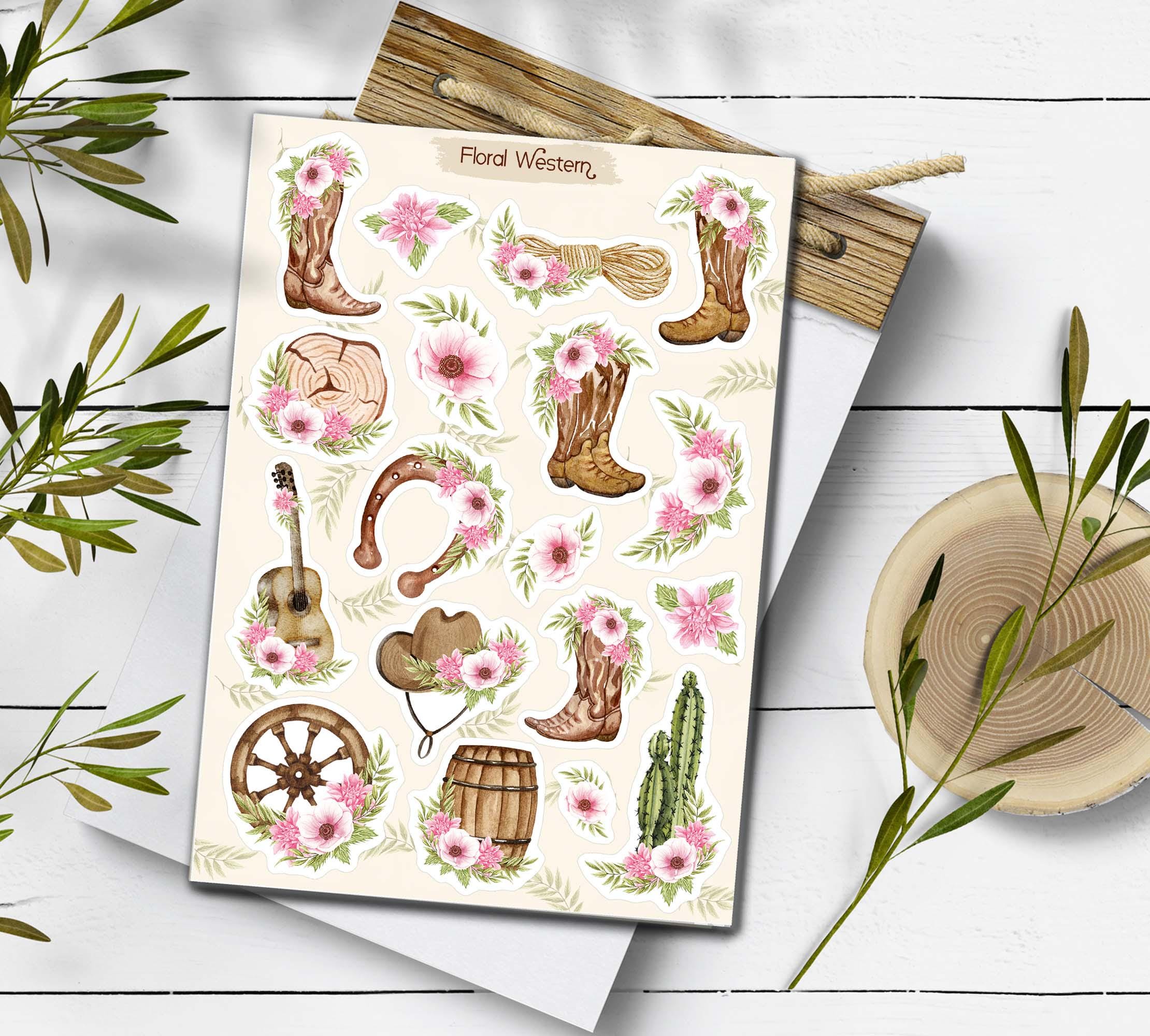 Western Boots Stickers. Cowboy Boots Stickers. Floral boots Stickers. Floral Wheel Stickers. Cowboy Stickers. Cowgirl Boots Scrapbooking