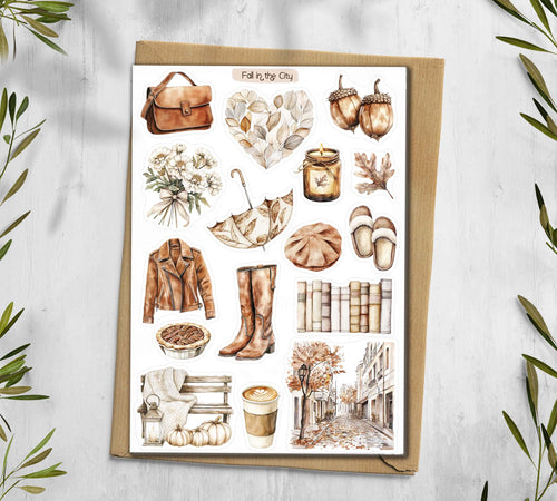 Autumn Stickers. Fall in the City Stickers. Autumn Stickers. Fall Stickers. Farmhouse Stickers. Autumn Planner Stickers. Brown Sticker