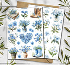Forget Me Not Flower Stickers. Blue Wildflower Spring Sticker Sheet